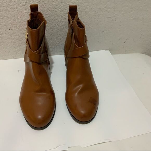 Liz Claiborne brown Memory Foam Ankle Boots size 9.5 M zip and strap - Picture 1 of 16